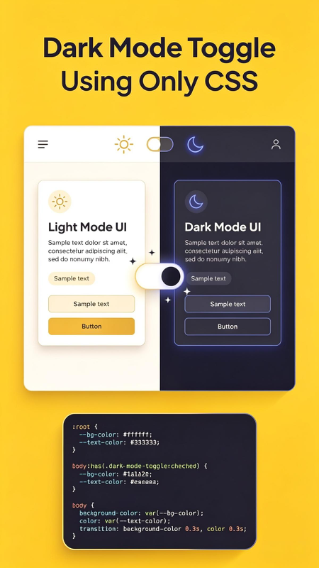 Dark Mode Toggle Using Only CSS: Complete Step-by-Step Guide